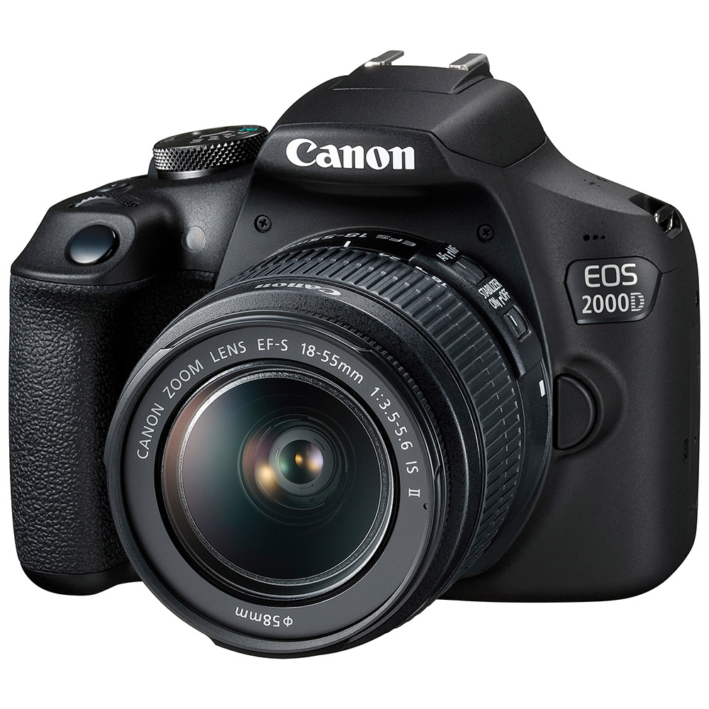 Aparat foto Canon EOS 2000D, 24.1 MP, Obiectiv EF-S 18-55mm IS II, Negru, 2728C028AA
