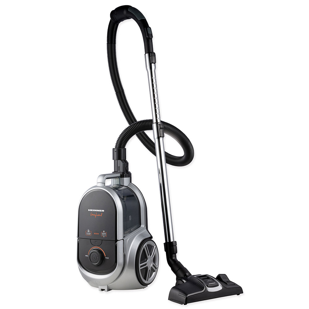 Aspirator fara sac Heinner HVC-M800GREY, 800 W, 2.5L, Sistem ciclonic, Gri/Negru