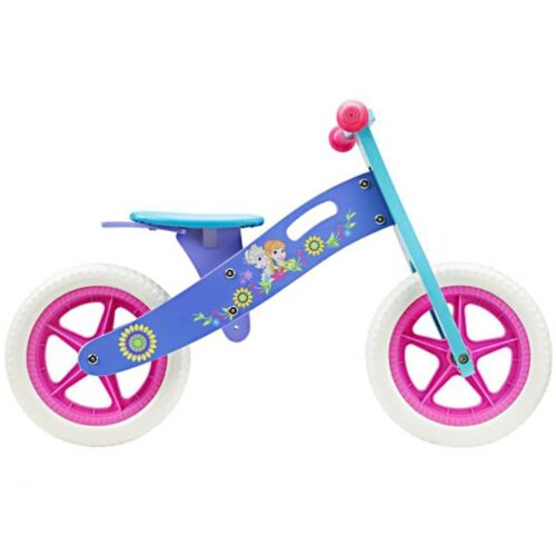 Bicicleta fara pedale pentru copii Pegas, din lemn, model Disney Frozen, culoare mov/blue, DIS-9907-WBFR02
