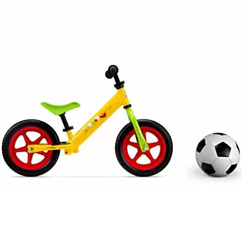 Bicicleta fara pedale pentru copii Pegas , din metal, model Disney WTP, culoare galben/verde, DIS-9904-MBWP04