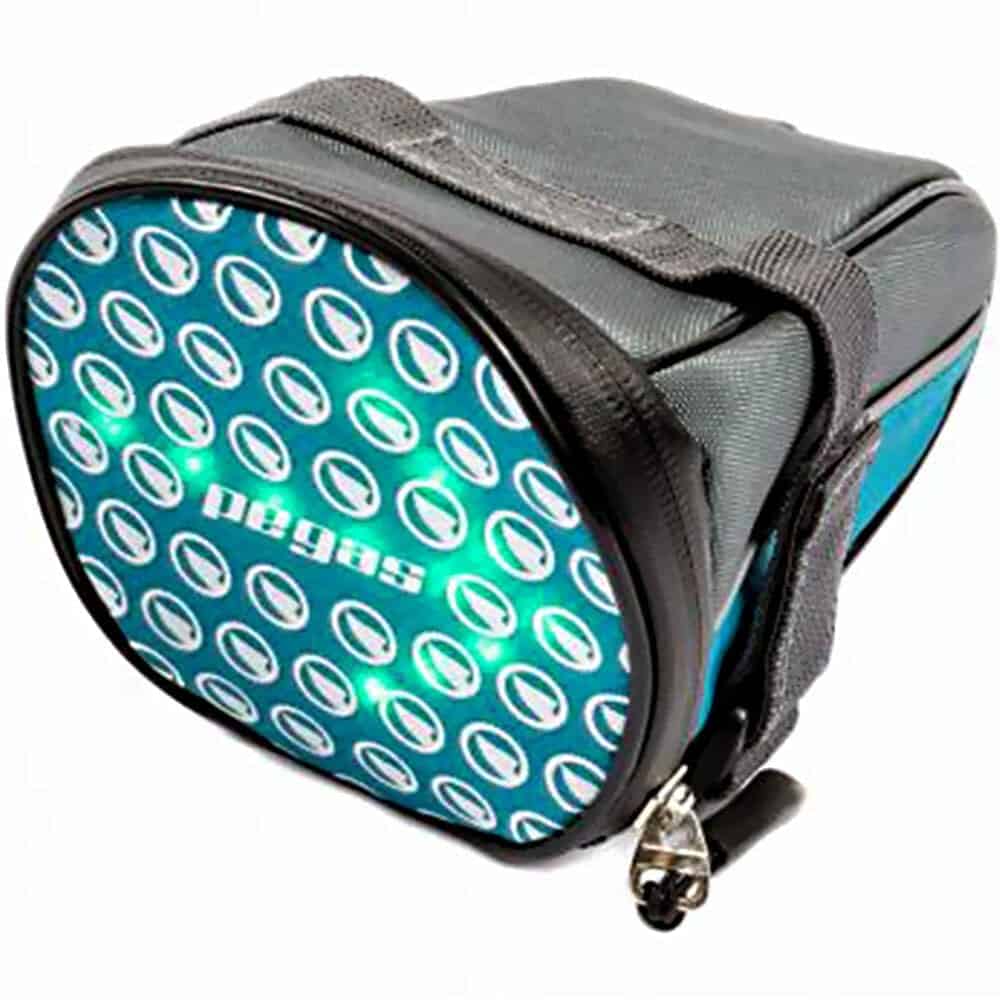Borseta sa Pegas cu semnalizare directie, 30 LED-uri (verde-rosu), Li-Ion 650MAH, culoare gri cu albastru, F21YKWB1048-BLE