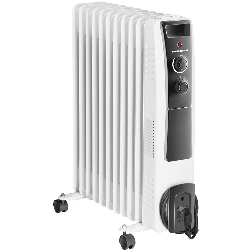 Calorifer electric cu ulei Heinner HOH-Y11WB, 2500 W, 11 elementi, Protectie supraincalzire, Termostat reglabil, Alb