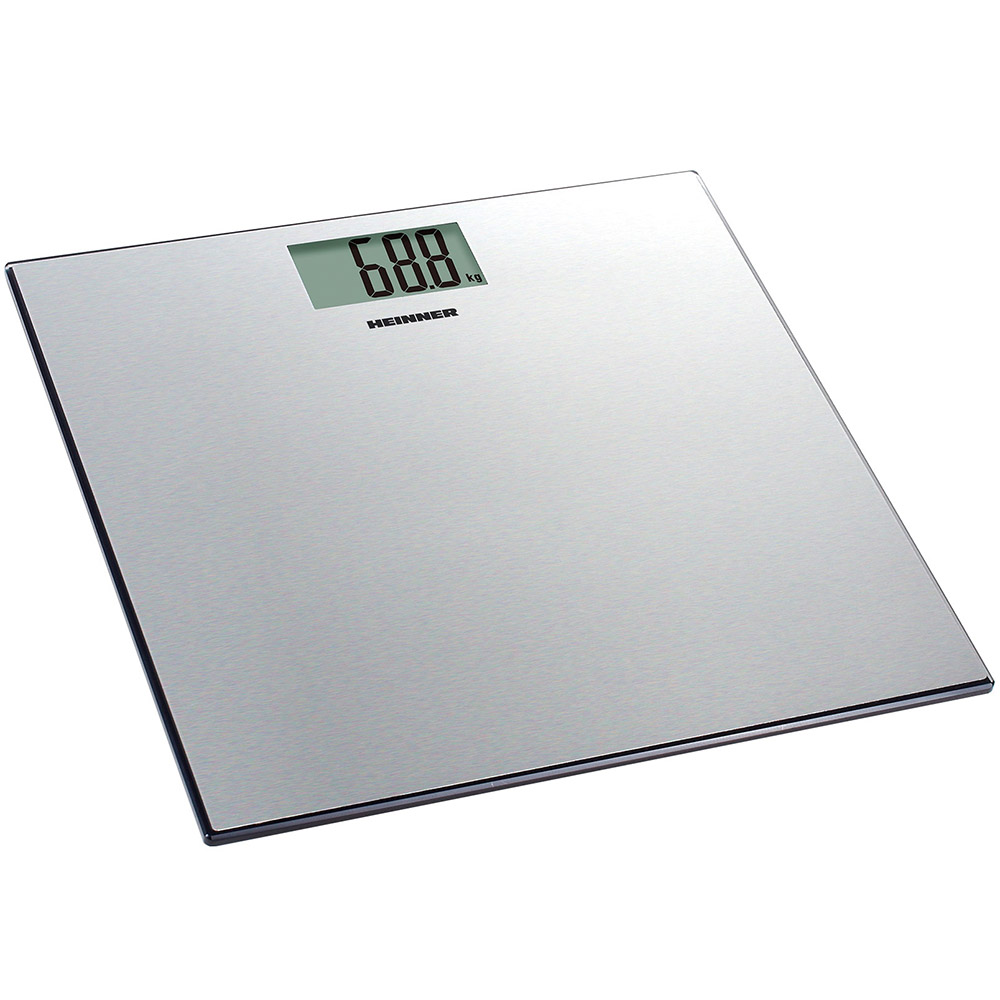 Cantar de baie Heinner HBS-180SS, 180kg, Platforma din inox, Display LCD, Argintiu