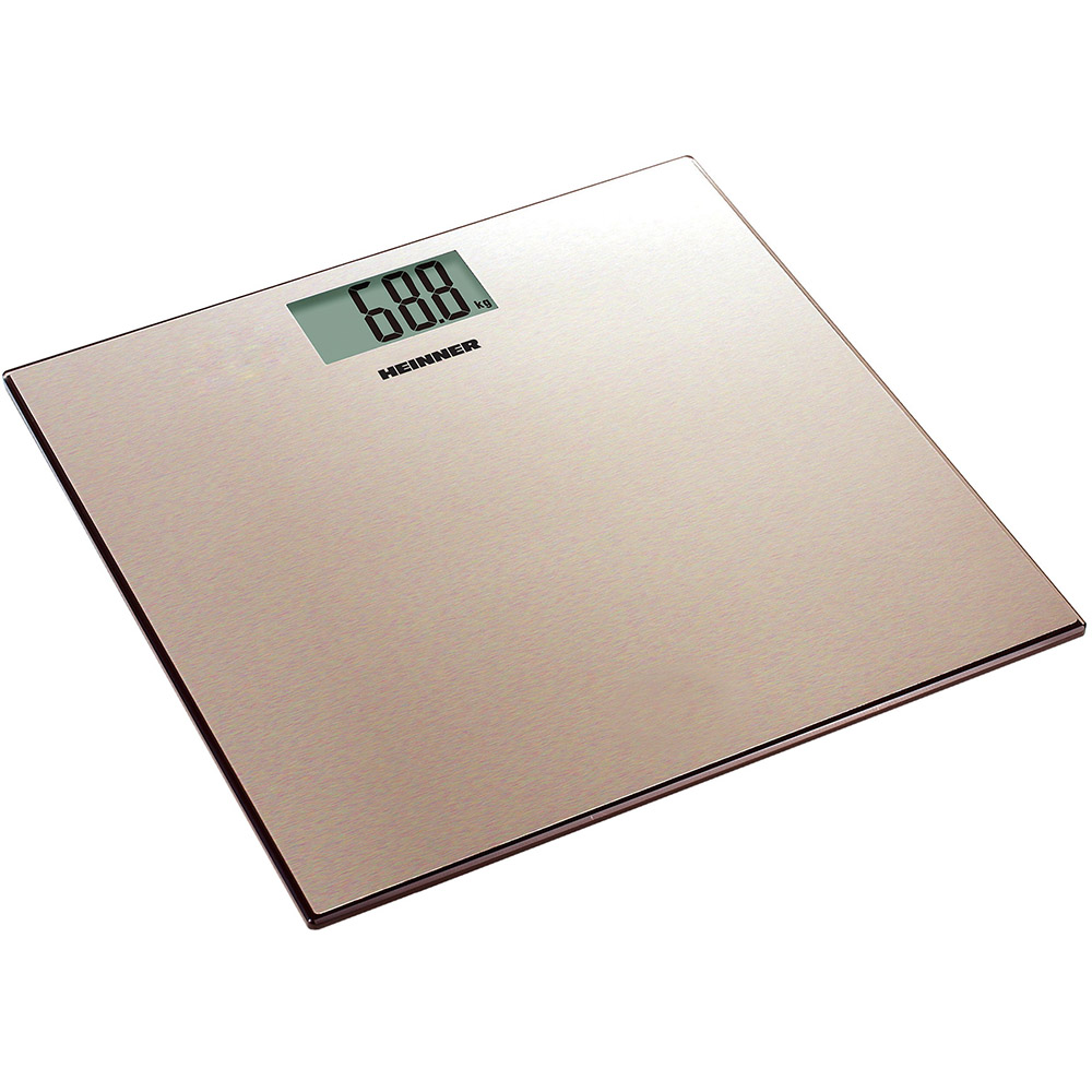 Cantar de baie Heinner HBS-180SSGD, 180kg, Platforma din inox colorat, Display LCD, Auriu