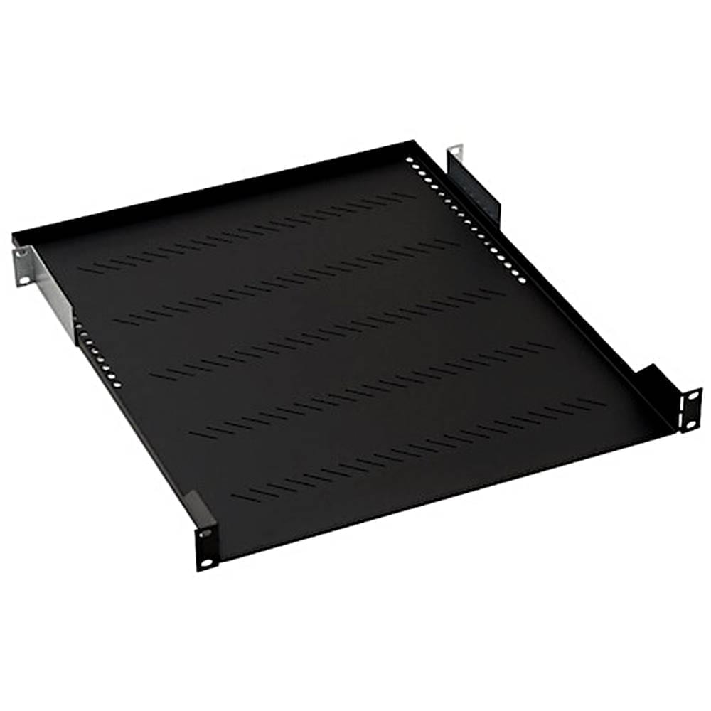 Raft fix perforat pentru rack 19inch, Triton 1U, max. 40kg, adancime 750mm, prinderi incluse, culoare negru, RAB-UP-750-A1