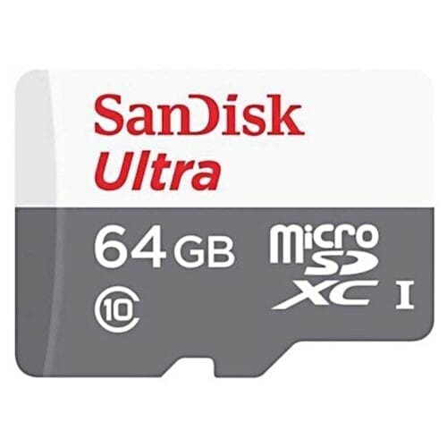 Card de memorie SanDisk MicroSD, 64GB, Classa 10, reading speed 100MB/s, adaptor SD inclus, SDSQUNR-064G-GN3MA