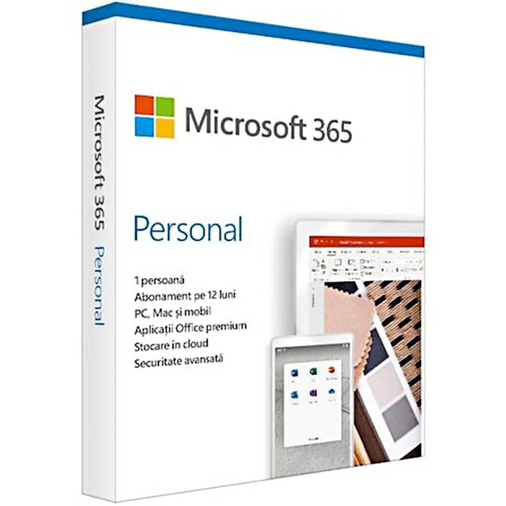 Licenta Microsoft 365 Personal, Engleza, Subscriptie 1 an, 1 utilizator, Medialess, Retail, QQ2-00989