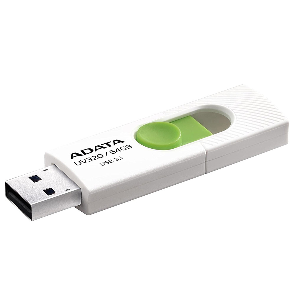 Memorie USB Adata UV320, 64GB, USB 3.2, Alb/Verde, AUV320-64G-RWHGN