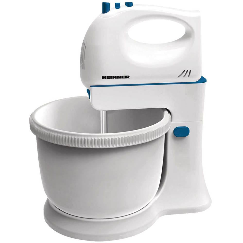 Mixer cu bol Heinner Charm, 300W, 5 viteze + turbo, Alb / Albastru