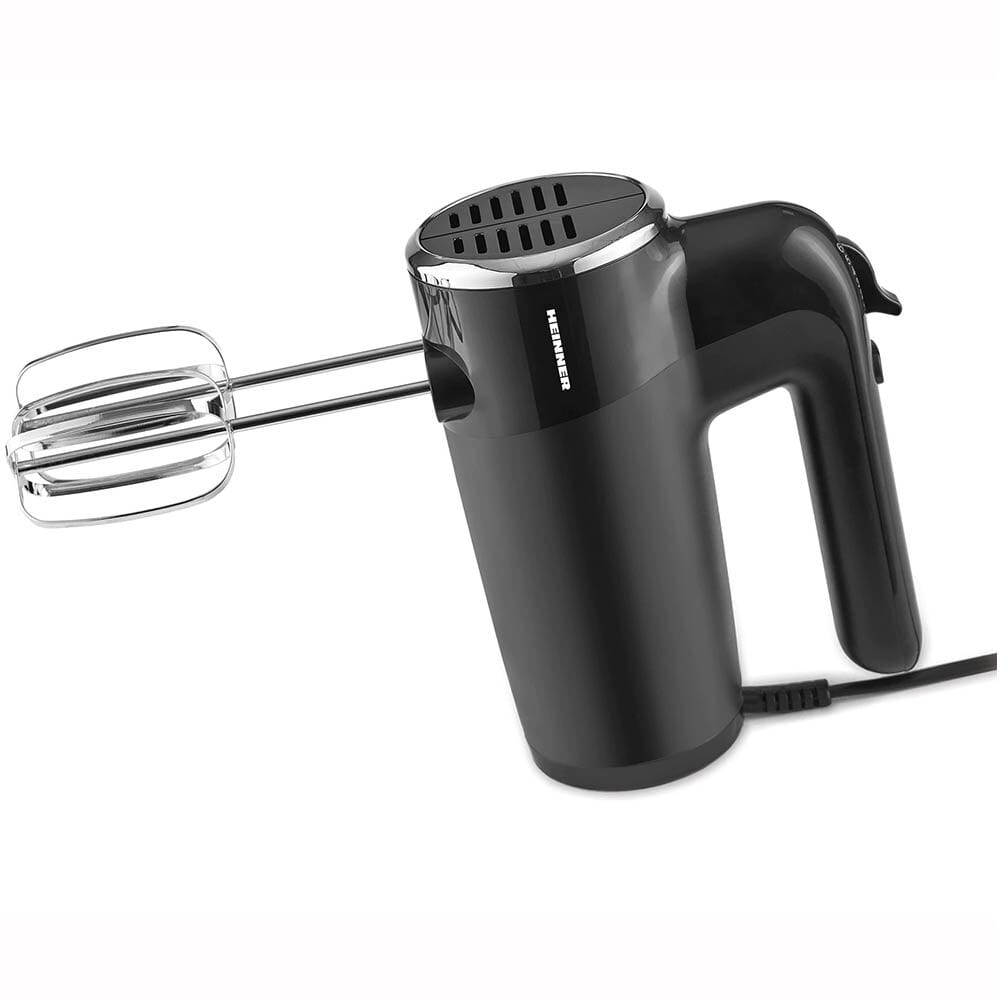Mixer de mana Heinner HM-300BK, 300W, 6 viteze+turbo, 2 seturi accesorii inox, Negru
