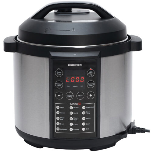 Multicooker Heinner HPCK-6IX, 3.8 litri, 1000 W, 15 programe, Vas antiadeziv detasabil, Timer, Display LED, Inox
