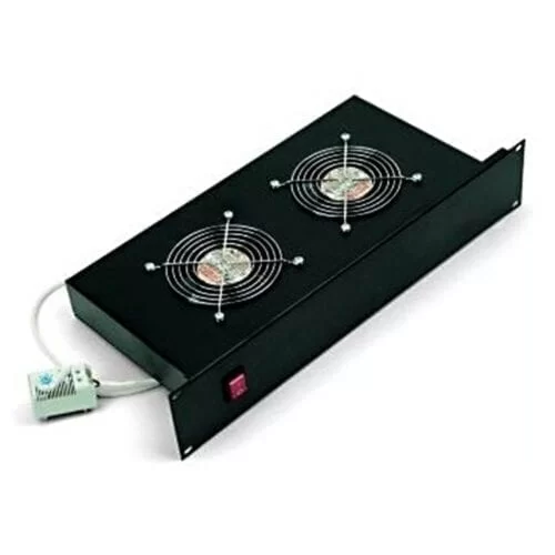 Panou ventilatie activ cooler Triton pentru rack de podea 19inch, 2 ventilatoare, termostat, flux axial, negru, RAB-CH-X01-A1