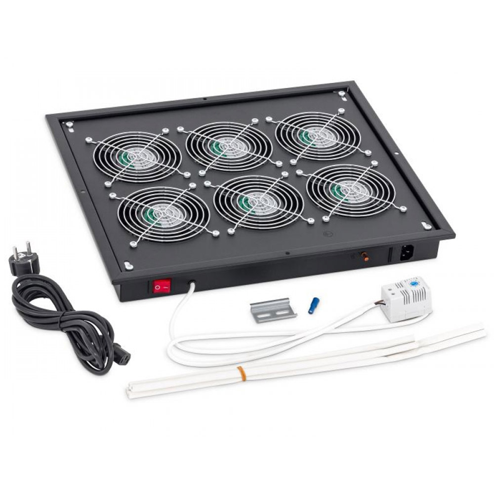 Panou ventilatie Triton pentru rack de podea, 19 inch, 6 ventilatoare, Negru, RAB-CH-X05-X3