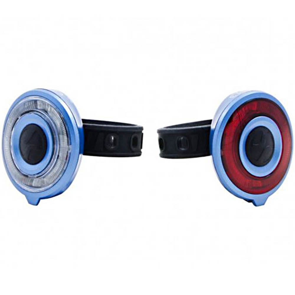 Set lumini bicicleta Spanninga Bopp, far+stop, 2 LED-uri rosii, 2 LED-uri albe, culoare carcasa albastru, SPA999165ABSM