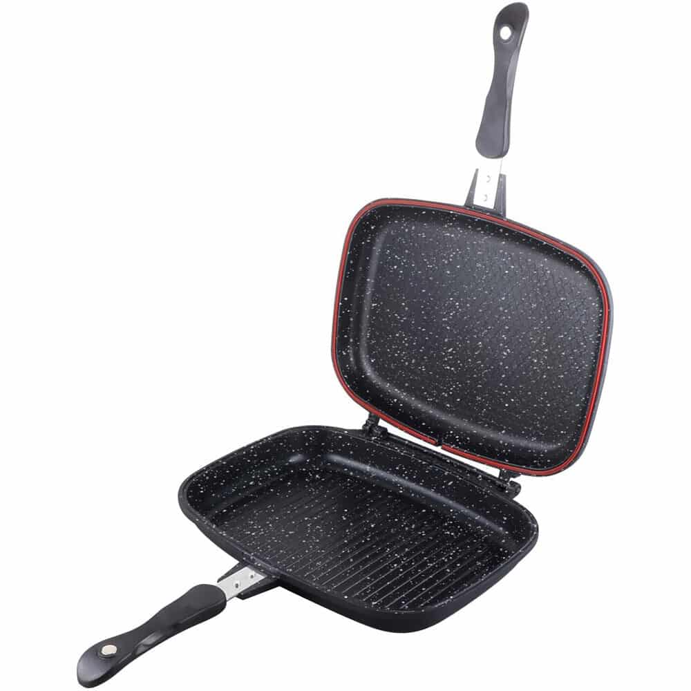 Tigaie Dubla Dreptunghiulara Heinner Dark Line Classic, Aluminiu, 32x24x7.5Cm, Non-Stick marmorat, Negru