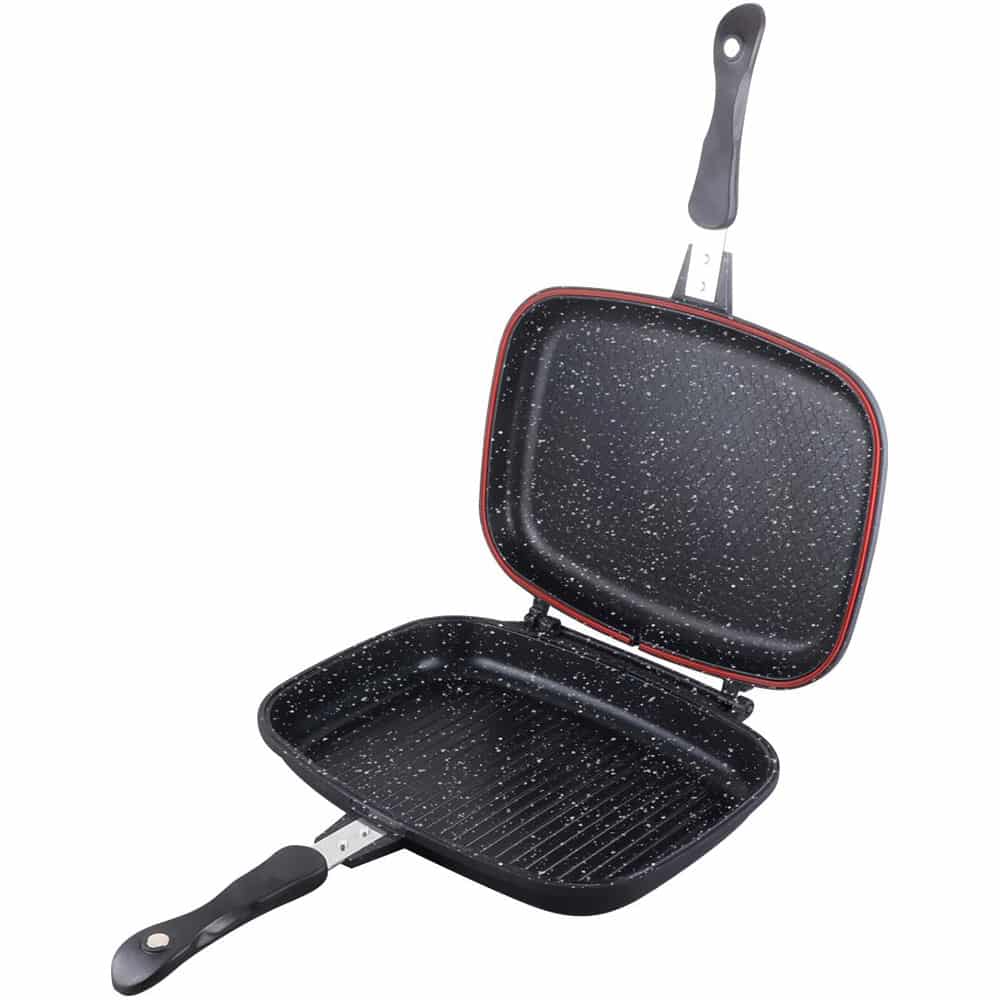 Tigaie Dubla Dreptunghiulara Heinner Dark Line Classic, Aluminiu, 32x24x7.5Cm, Non-Stick marmorat, Negru