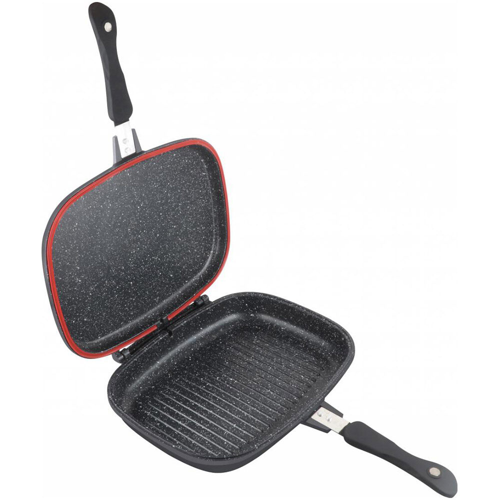 Tigaie Dubla Dreptunghiulara Heinner Dark Line Classic, Inductie, Aluminiu, 32x24x7.5Cm, Non-Stick marmorat, Negru