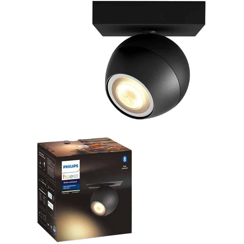 Spot luminos Philips Buckram Hue, de prelungire, Bluetooth, GU10, 350 lm, lumina ambianta alba, Negru