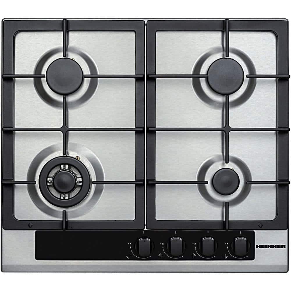Plita incorporabila Heinner HBH-V4IWFFCIX, Gaz, 4 arzatoare, Arzator wok, 58 cm, Inox