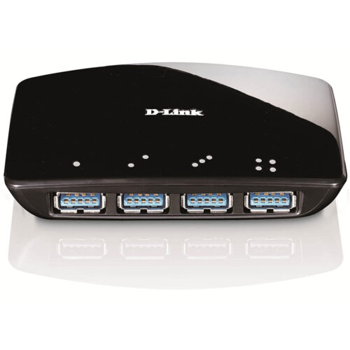 Hub USB D-Link, 4 porturi, USB 3.0, 5V, Negru, DUB-1340