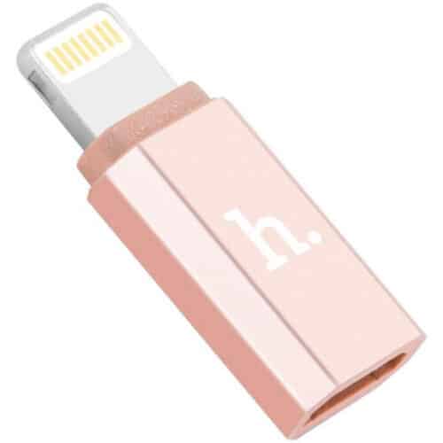 Adaptor Hoco Micro USB Lightning, Roz Auriu