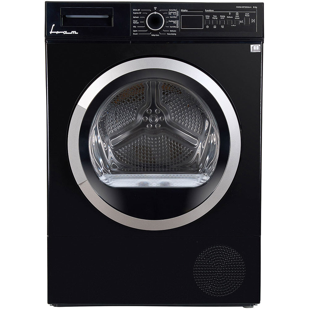 Uscator de rufe Fram FHPD-V8T2BKA++, 8 kg, Clasa A++, 15 Programe, Display LED, Negru