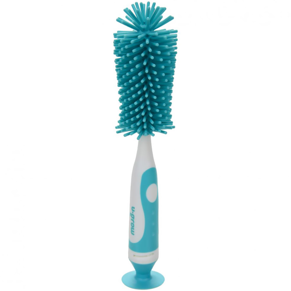 Perie U-Grow de spalat biberoane, silicon, alb/ albastru