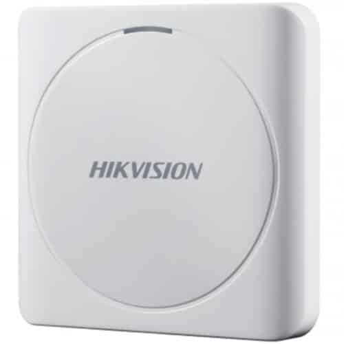 Cititor card RFID Hikvision DS-K1801M, citeste carduri RFID Mifare, distanta citire: 50mm, indicator LED, Alb