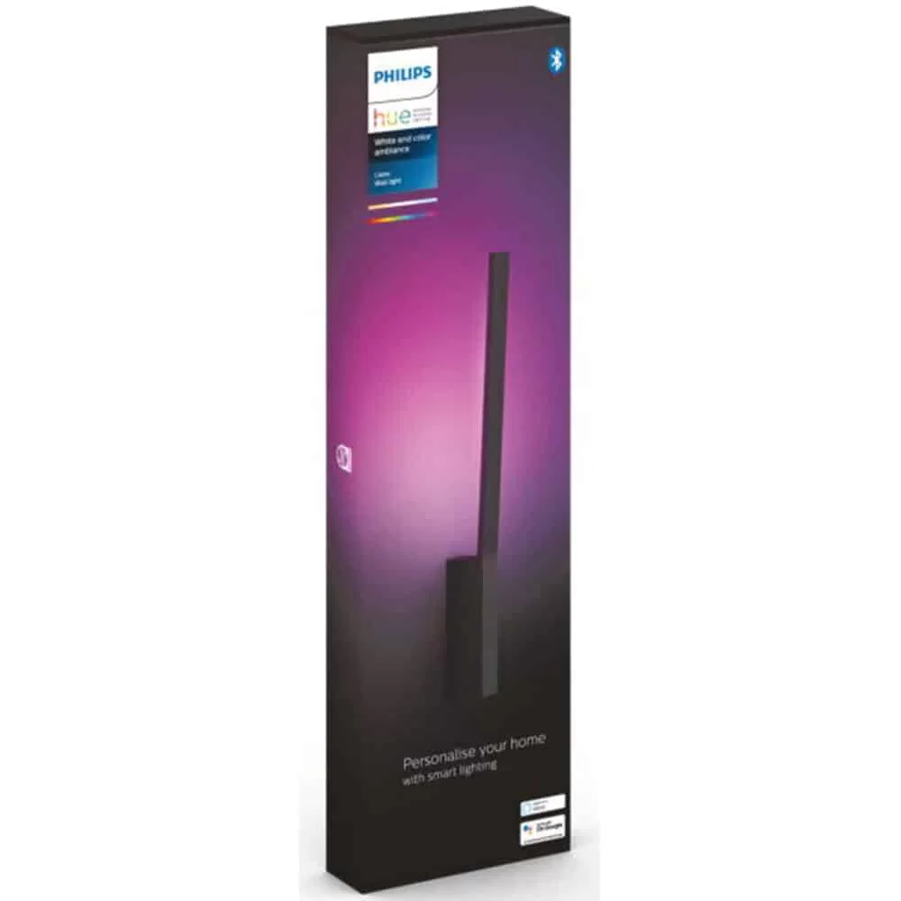 Aplica LED RGB inteligenta Philips Hue Liane, Bluetooth, 12.2W, 850 lm, lumina ambianta alba si color, 55.8 cm, Negru