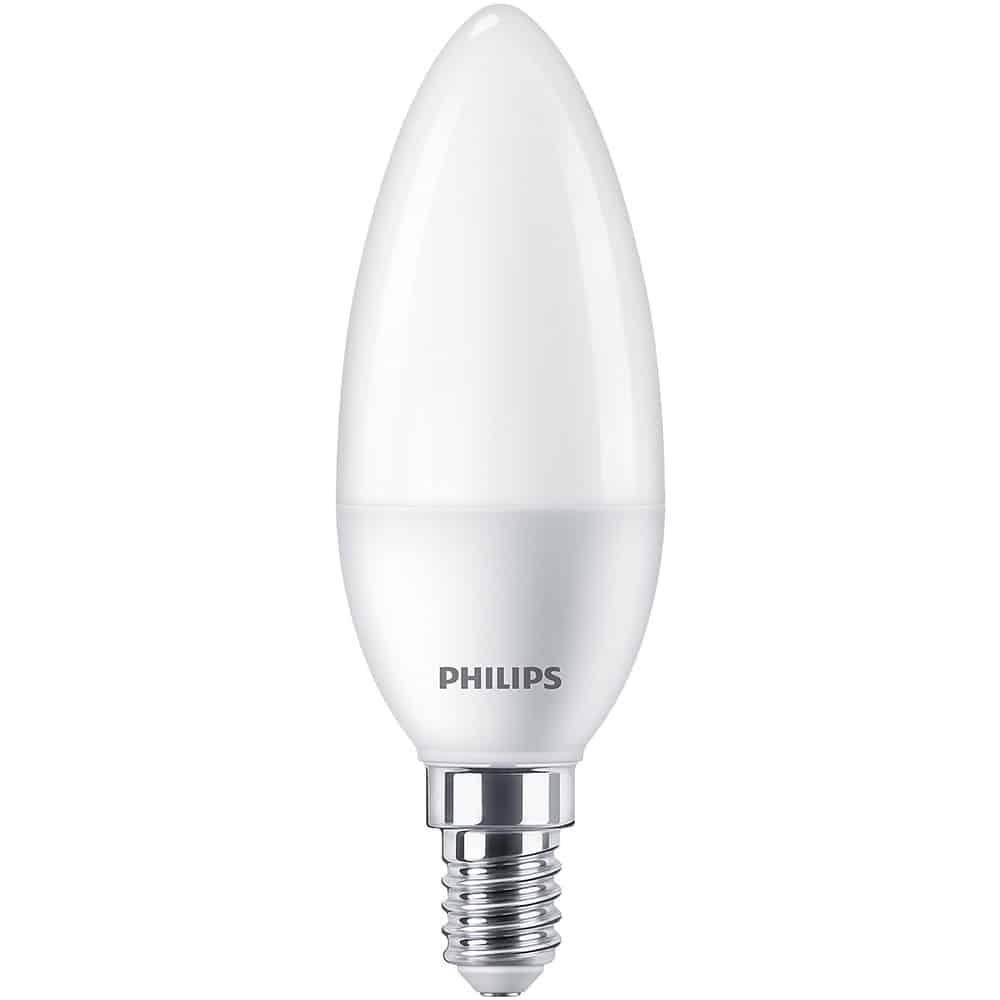 Set 2 becuri LED Philips B38, E14, 7W (60W), 806 lm, Lumina alba calda