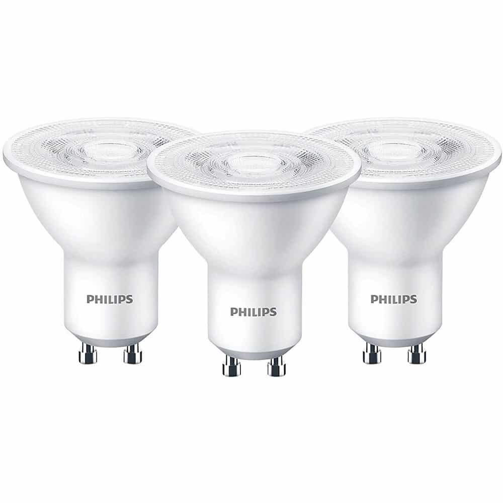 Set 3 becuri LED Philips, GU10, 4.7W (50W), 380 lm, lumina alba calda (2700K)