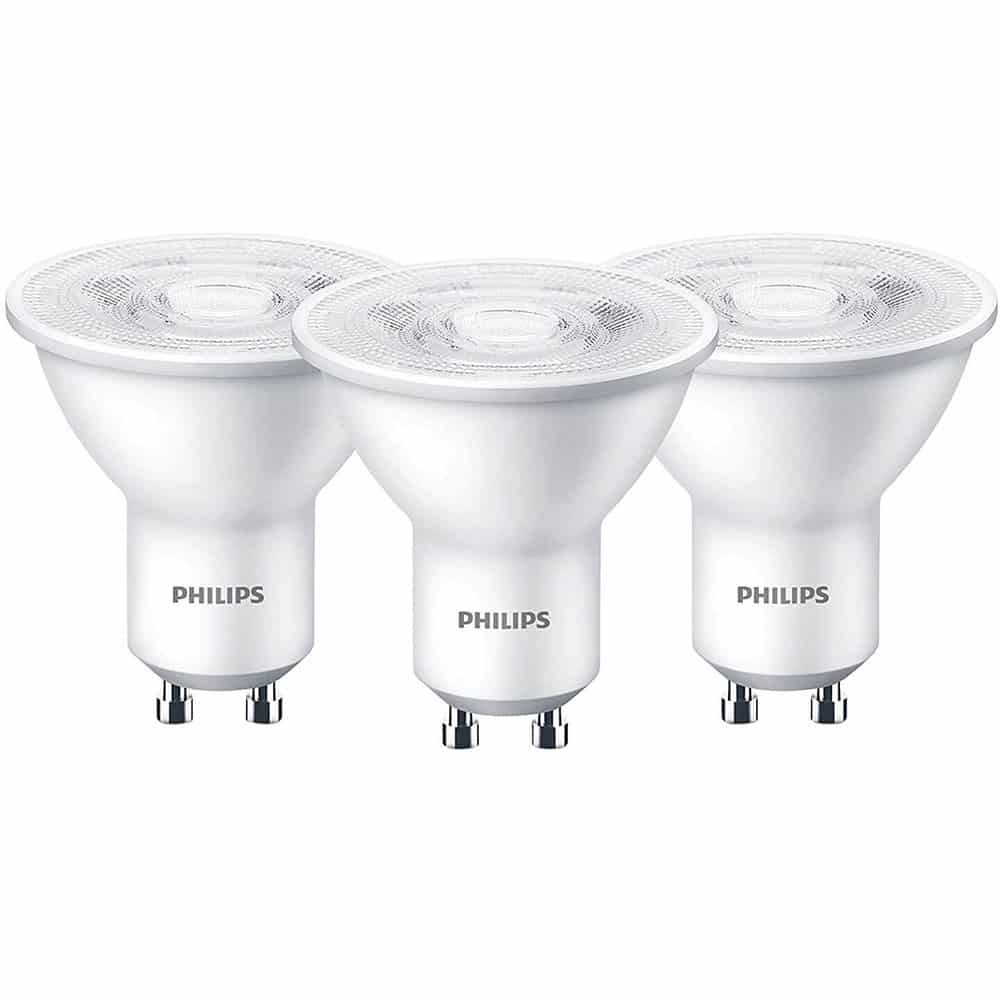 Set 3 becuri LED Philips, GU10, 4.7W (50W), 380 lm, lumina alba calda (2700K)