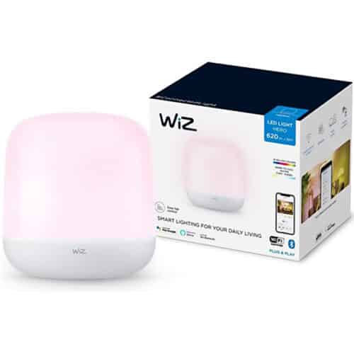 Veioza LED inteligenta portabila WiZ Hero, Wi-Fi, Bluetooth, 9W, 620 lm, lumina alba reglabila, 15 x 15.8 cm, Alb