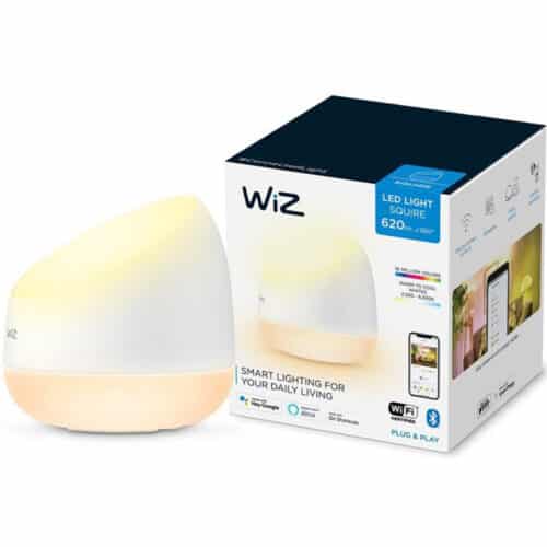 Veioza LED inteligenta portabila WiZ Squire, Wi-Fi + Bluetooth, 9W, 620 lm, lumina alba reglabila, Alb