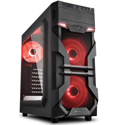Carcasa PC Sharkoon VG7-W RED, General Form Factor: ATX, iluminare LED, negru