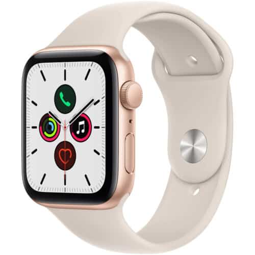 Ceas smartwatch Apple Watch SE (V2), GPS, Carcasa Aluminium 44mm Gold, Starlight Sport Band