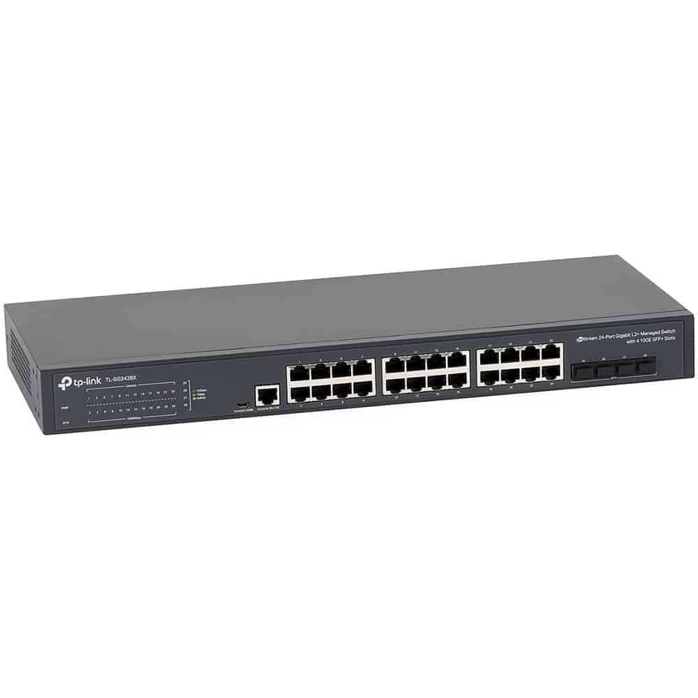 Switch TP-Link TL-SG3428X, Jetstream, managed L2+, 24 x 10/100/1000 Mbps RJ45, 4 x 10G SFP, 1 x RJ45, 1 x Micro-USB