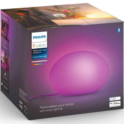 Veioza LED Philips Flourish Hue table, Bluetooth, lumina alba si color, 9.5W, 000008719514343481