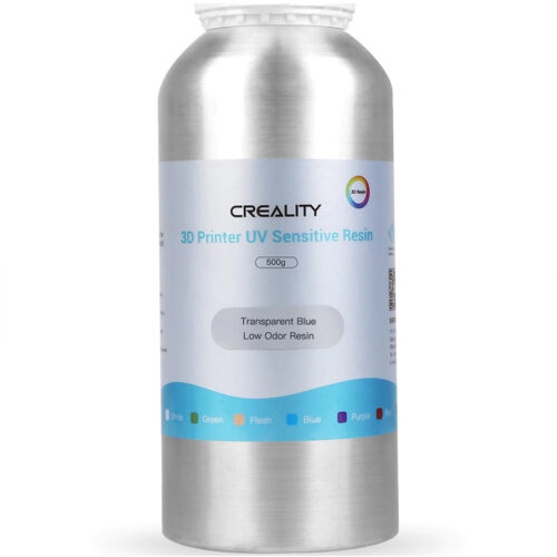 Creality Rasina low odor fotosensibila, 500g, compatibila cu imprimante 3D cu tehnologie LCD, transparent blue