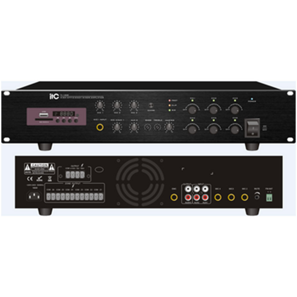 Mixer amplificator cu 6 zone de reglaj ITC TI-240Z, Putere 240W, Pentru sisteme de Public Address