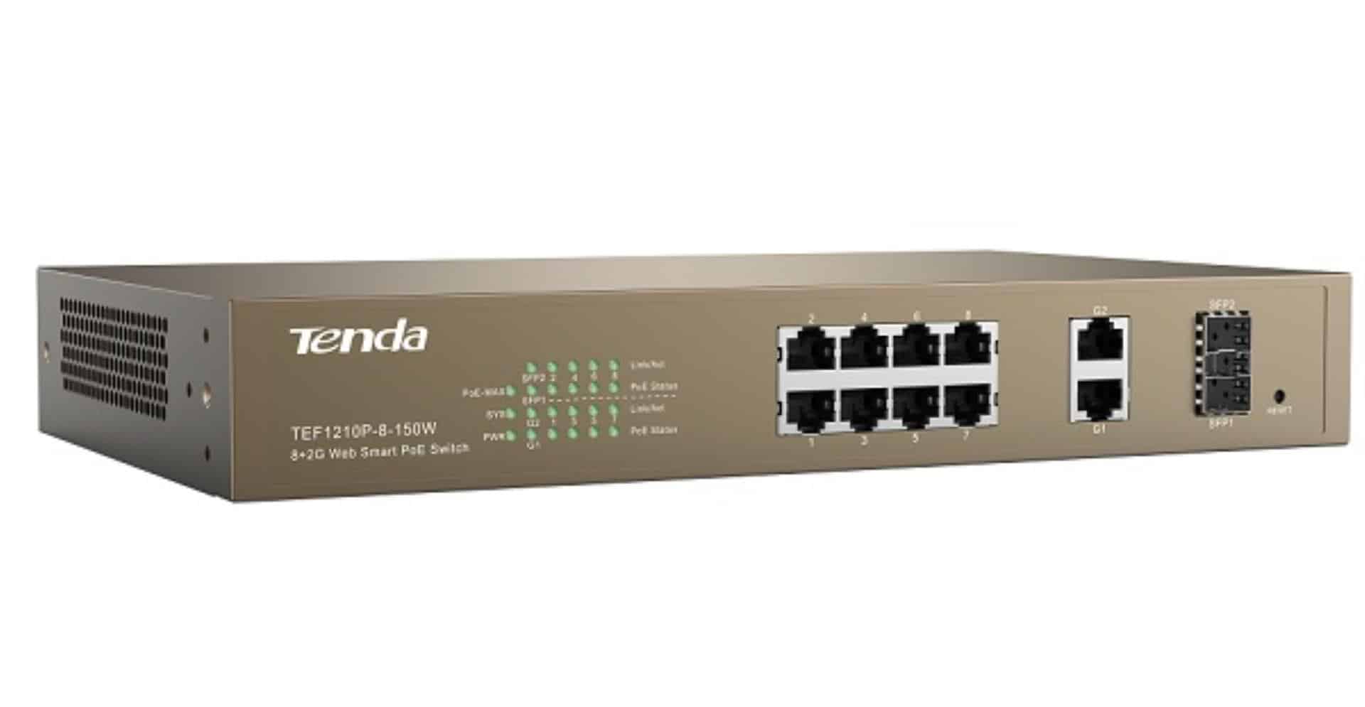 Tenda 8-Port 10/100Mbps + 2 Gigabit Web Smart PoE Switch