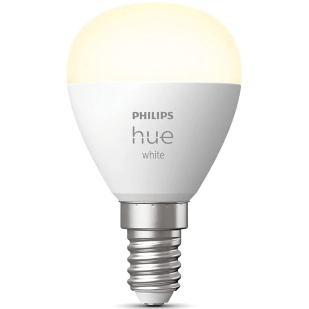 Bec LED inteligent Philips Hue P45, Bluetooth, Zigbee, lustra, E14, 5.7W, 470 lm, lumina alba calda (2700K)