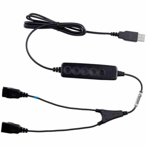 Cablu audio Axtel cu optiune de mute pentru 2 microfoane separate, reglaj de volum, 2 mufe QD pentru casti - Resigilat