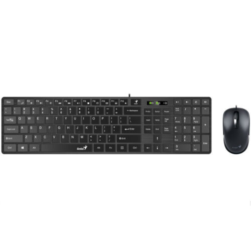 Kit Tastatura + Mouse Genius SlimStar C126, cu fir, USB, tastatura 104 taste (concave), mouse optic 1000dpi, negru