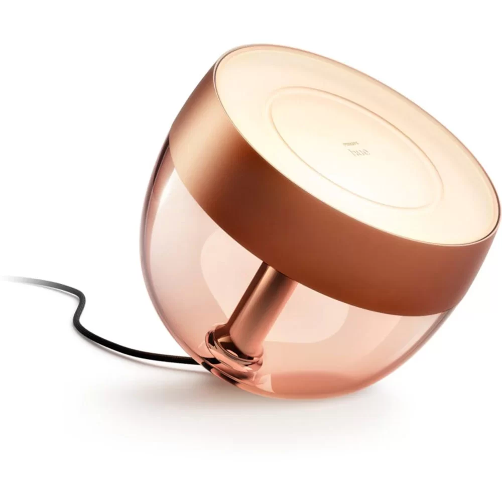 Lampa LED RGB inteligenta Philips Hue Iris editie speciala, Bluetooth, ZigBee Light Link, 8.2W, 570 lm, lumina alba si colorata, Copper
