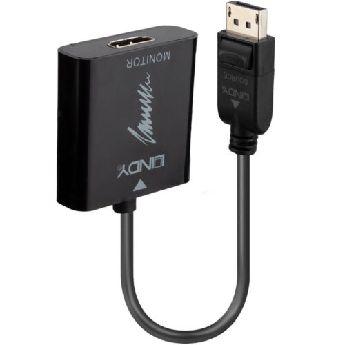 Adaptor Active Converter Lindy, DisplayPort 1.2 la HDMI 2.0, 18G, negru