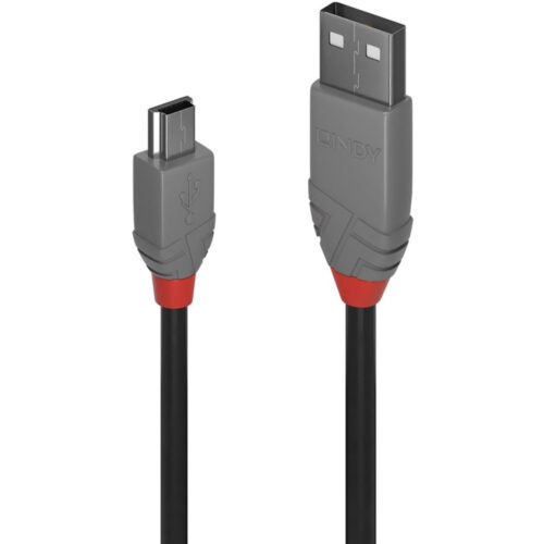 Cablu Lindy LY-36721, 0.5m, USB 2.0 Type A la Mini-B, Anthra Line