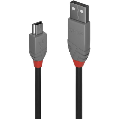 Cablu Lindy LY-36722, 1m, USB 2.0 Type A la Mini-B, Anthra Line