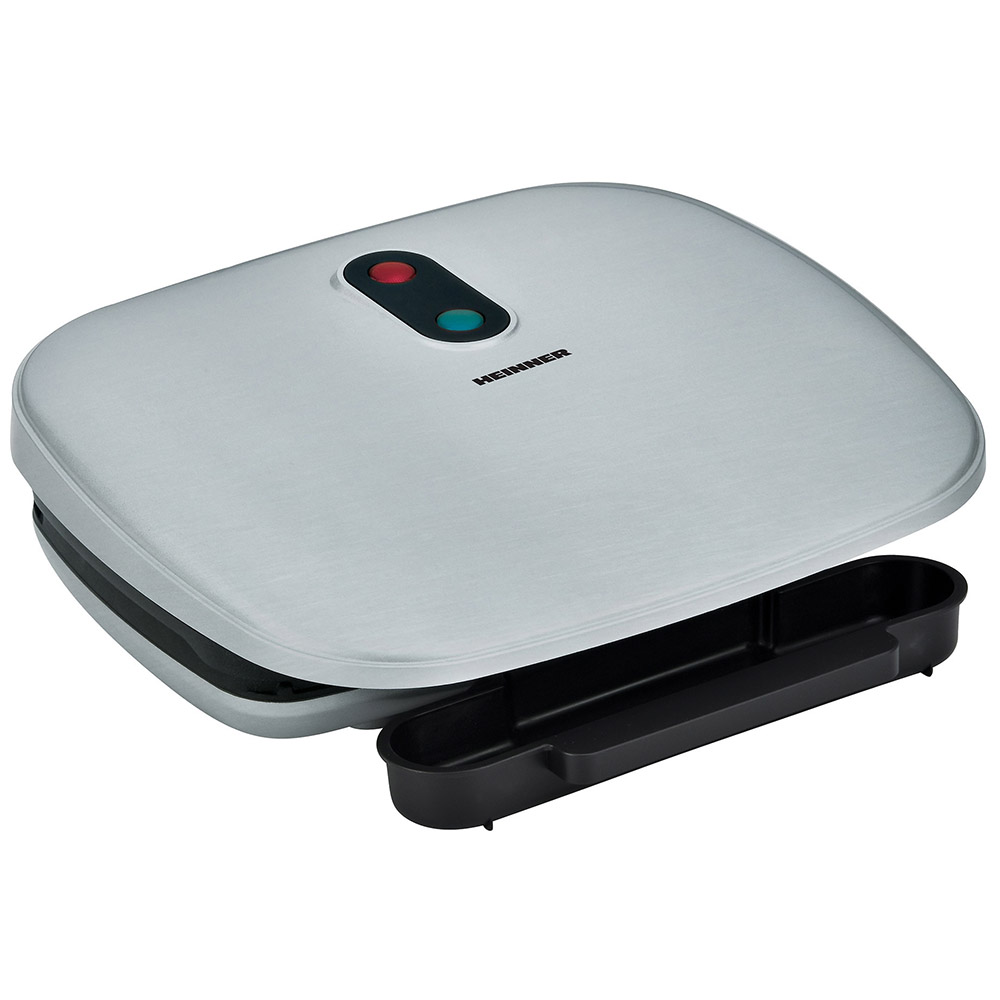 Gratar electric Heinner AriaGrill HEG-F1000SL, 1000W, Invelis antiaderent, Indicator luminos, Tava pentru colectare ulei