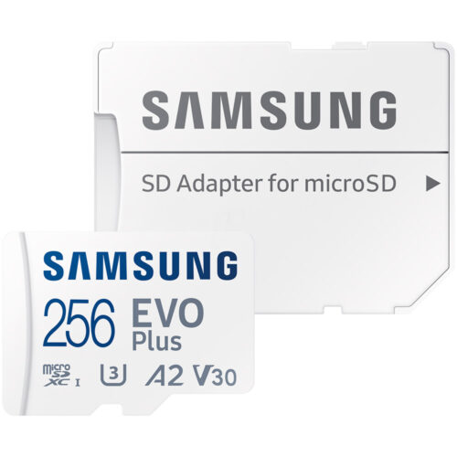 MicroSD Card Samsung Evo Plus, 256GB, Clasa 10,pana la 48MB/s, cu adaptor, alb
